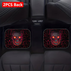 2pcs Skull Pattern Car Floor Mats Absorbent Front/Rear Seats