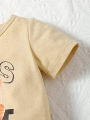 2pcs Baby Boys Bear Graphic T shirt & Denim Shorts Set Summer Clothes