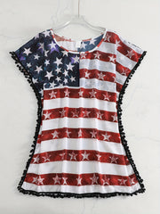 American Flag Print Cover Up Plus Size