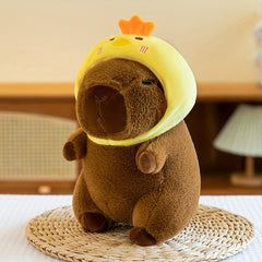 Capybara Plush Toy with Hat Soft Yellow & Green Stuffed Animal