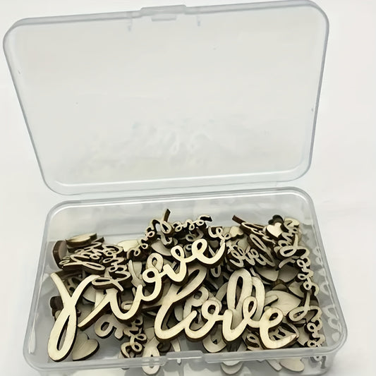 100pcs Wooden Love Confetti Hearts Rustic Wedding Table Decorations DIY Crafts
