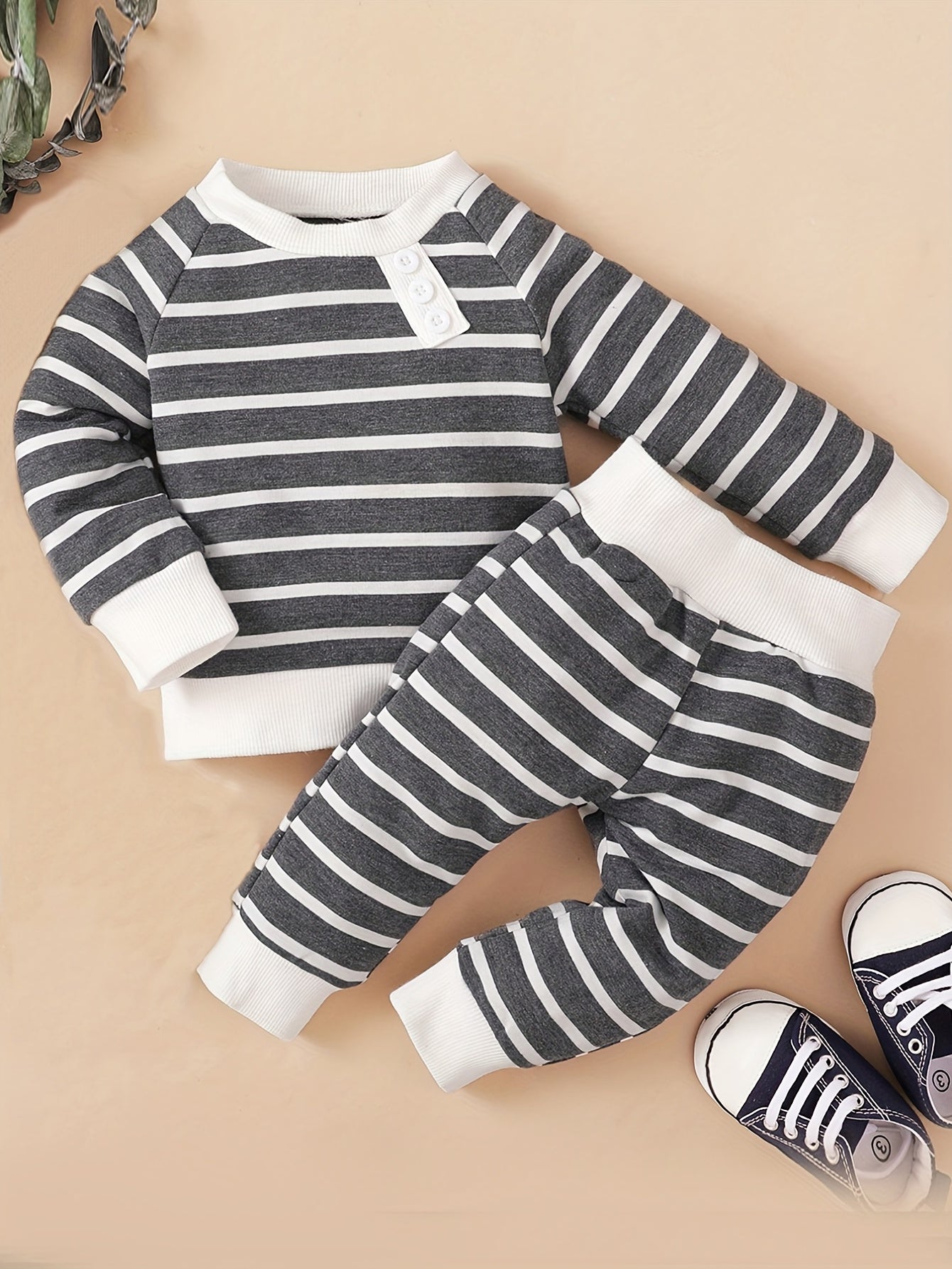 Toddler Striped Long Sleeve Pullover Tops & Pants Set