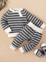 Toddler Striped Long Sleeve Pullover Tops & Pants Set