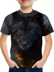 Kids' 3D Wolf Tee - Breathable & Stretchy T-shirt for Summer