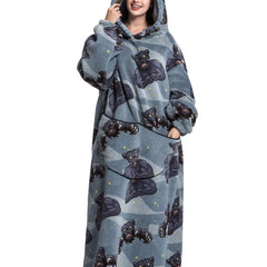 Cartoon Animal Print Hooded Robe Warm & Comfy Long Sleeve Lounge Robe