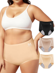 3 Pack Plus Size Period Panties Set Leakproof Women's Underwear