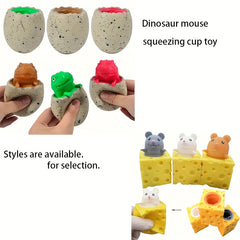 Dino Mouse Squeeze Cup Toy Soft Silicone Mixed Colors Stress Relief