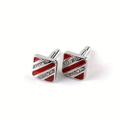 Striped Inlaid Faux Diamond Shirt Cufflinks For Men