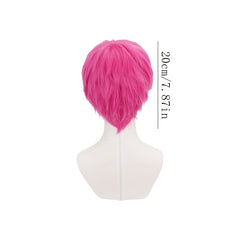 Men's Short Hair Simulation Wig Pink Halloween Cosplay Headgear