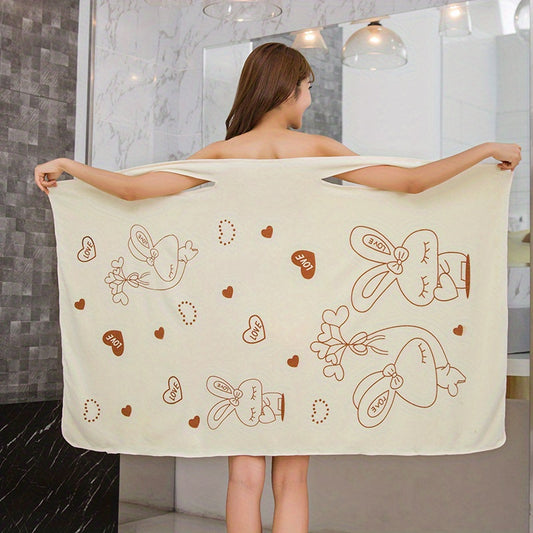 Cartoon Printed Wearable Bath Towel Quick Drying Spa Wrap Towel
