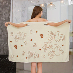 Cartoon Printed Wearable Bath Towel Quick Drying Spa Wrap Towel