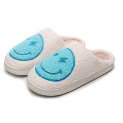 Plush Lined Smile Face Slippers Warm Home Shoes