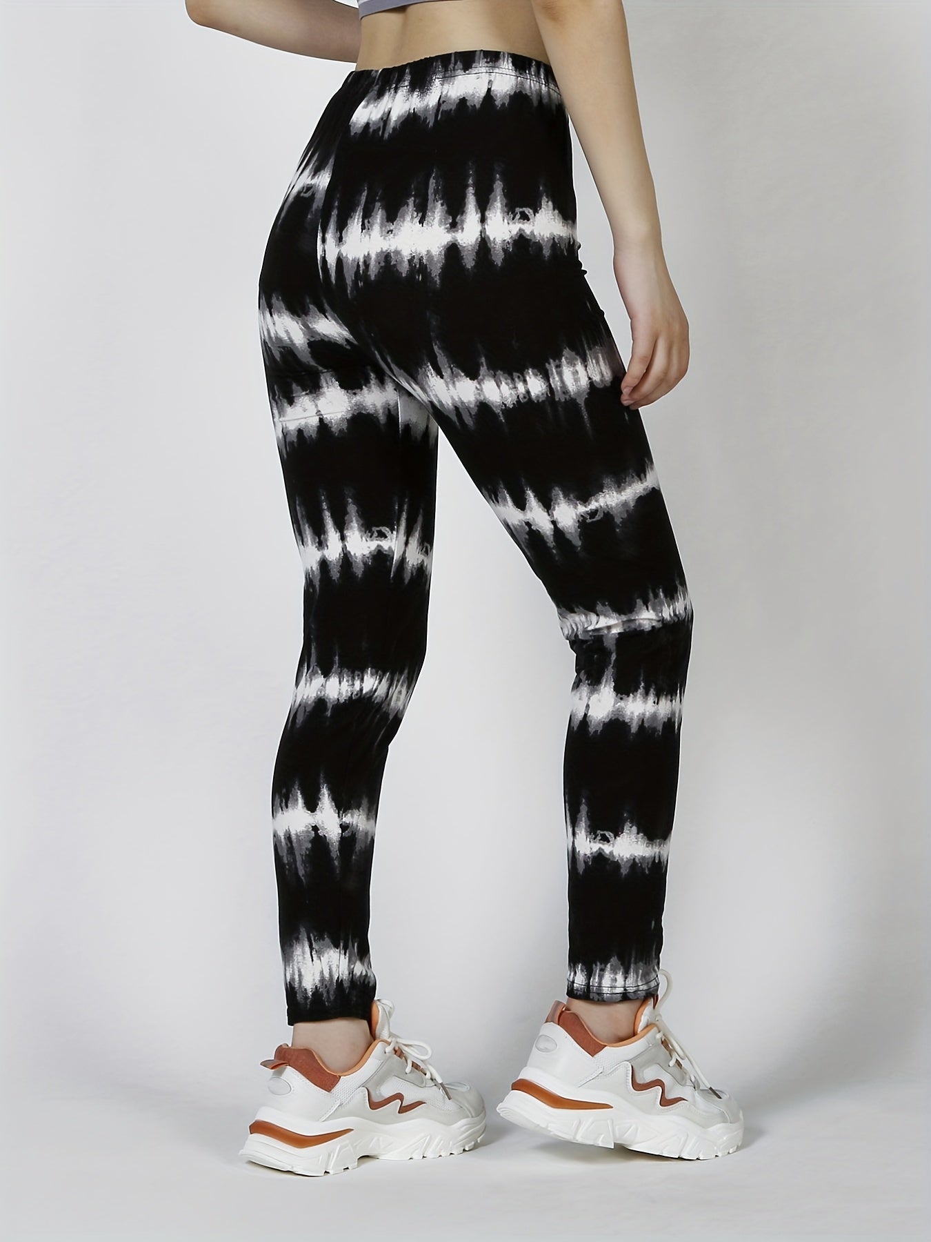 Tie Dye Striped Skinny Leggings Women's Clothing