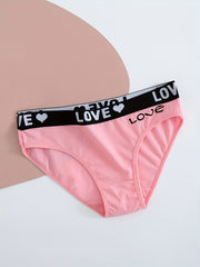 5pcs Letter Tape Briefs Stretchy Intimates Panties Women's Lingerie