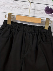 Boys Casual Solid Middle Pants With Pockets For Big And Tall Boys