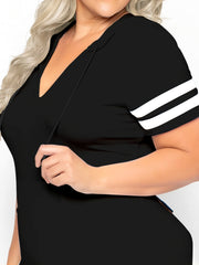 Stripe Print Short Sleeve V Neck Casual Dress
