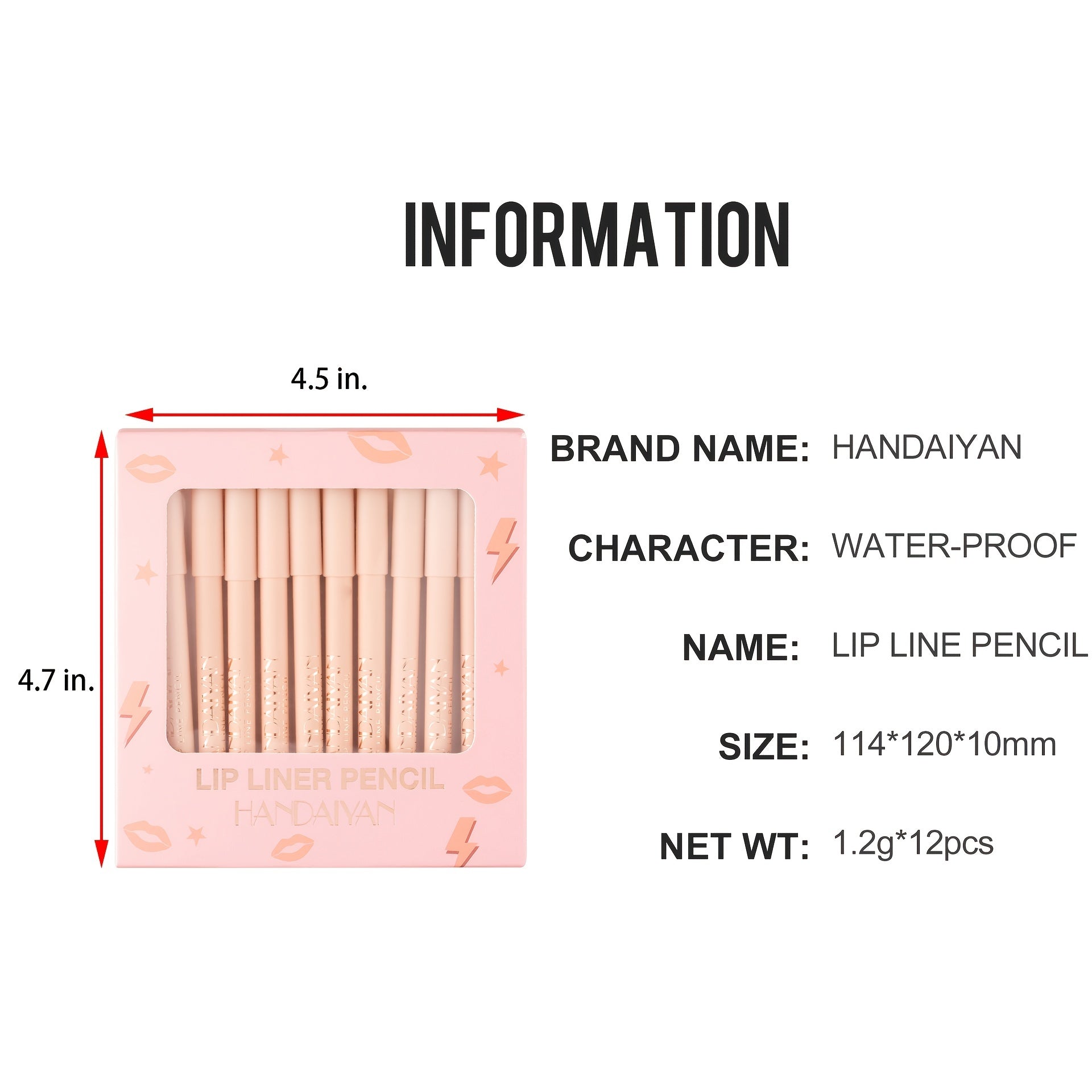 Matte Lip Liner Pencils Set 12 Assorted Colors Soft Waterproof Long Lasting