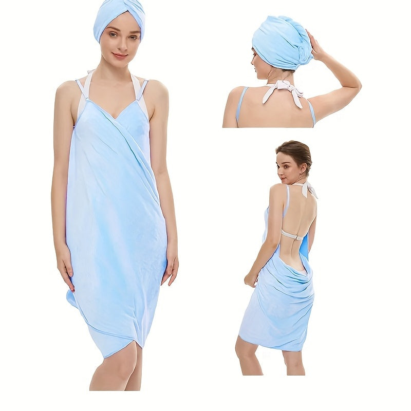 2pcs Soft & Absorbent Towel & Hair Caps Set for Women