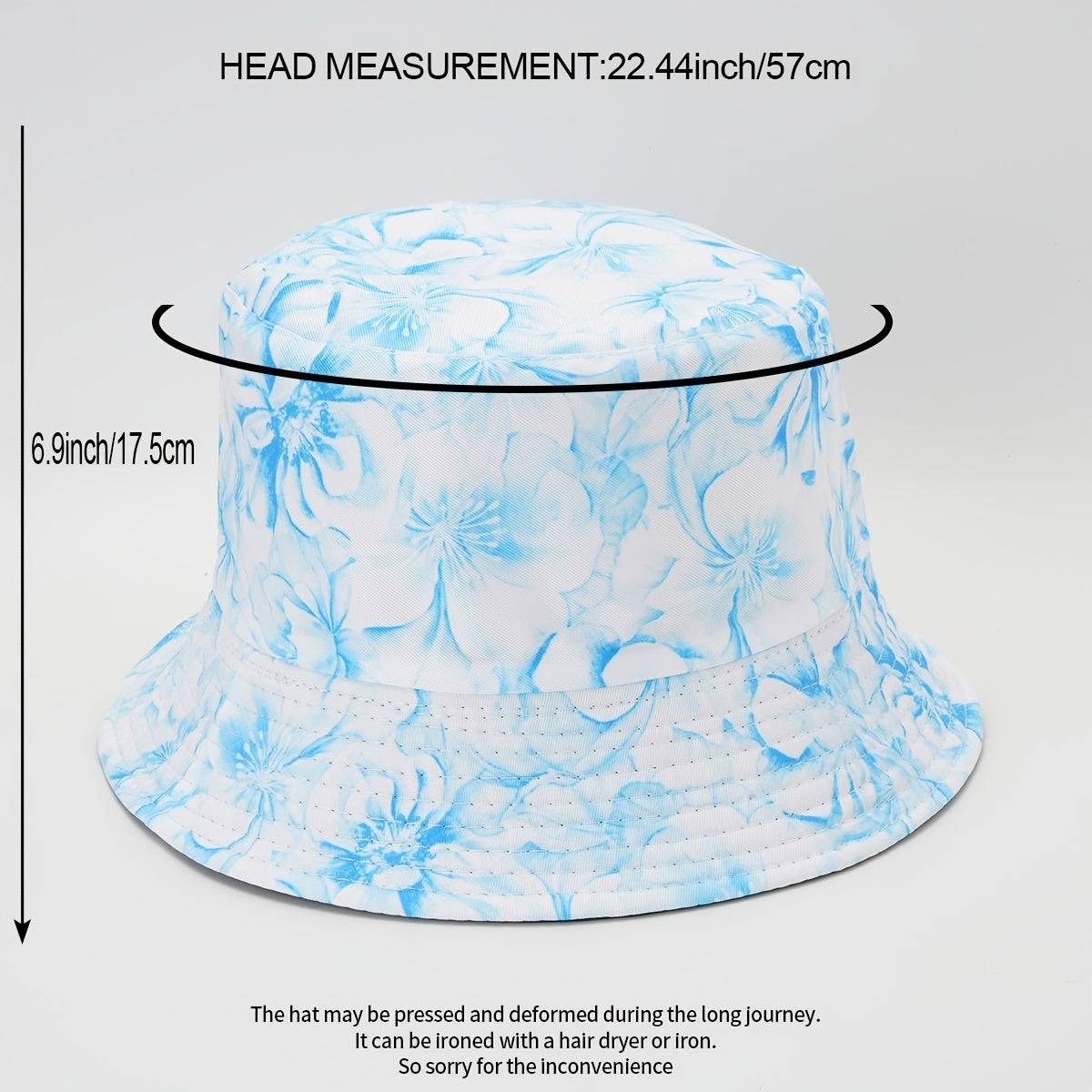 Vintage Print Reversible Bucket Hat Summer Beach Travel Fisherman Cap