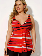 Striped Print Tankini Set