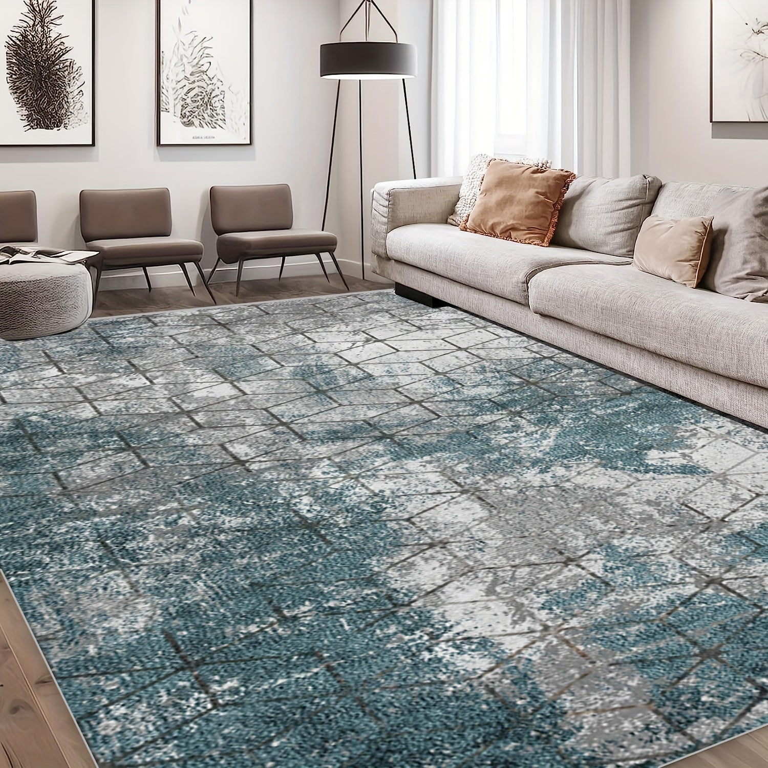 Soft Geometric Faux Cashmere Area Rug