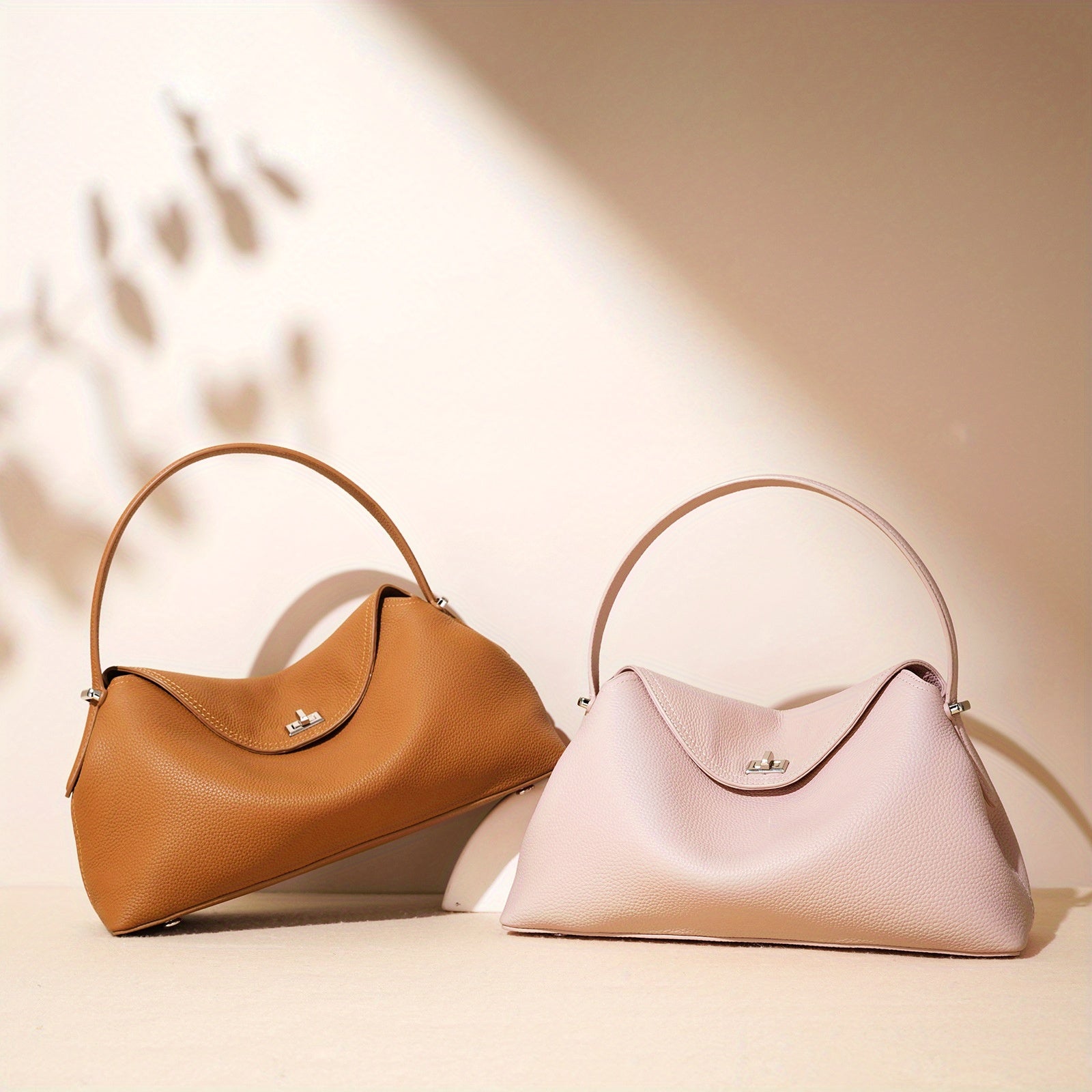 Spring Women's Leather Messenger Bag in Pink Violet