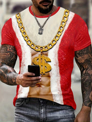 Christmas 3D Print Men's Tee Shirt Casual Street Style Stretch Neck