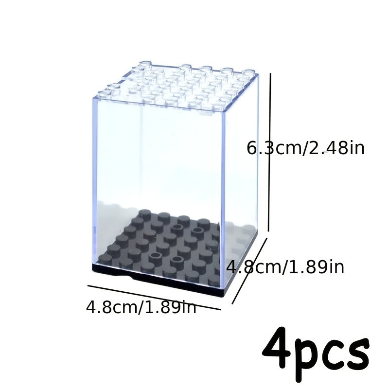 4pcs Transparent Dustproof Display Cases for Dolls and Building Blocks