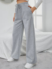 Drawstring Elastic Loose Sweatpants Casual High Waist Long Length Sweatpants