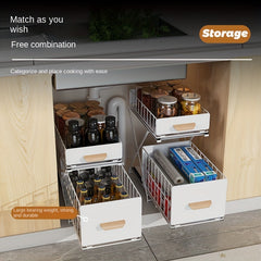 Adjustable Sink Pull Out Storage Rack Cabinet Drawer Basket