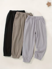 3pcs Toddler Boys Solid Sweatpants With Pocket