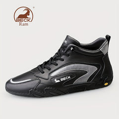 Men's Block Leather High Top Sneaker Waterproof Shoes