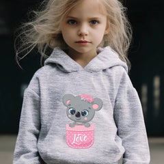 Kid's Koala Print Hoodie & Pants Set Girl's Sporty Outfit