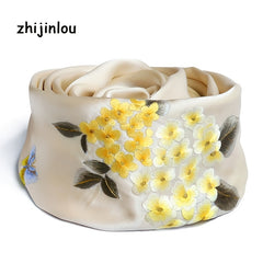 Double Layer Silk Scarf SuZhou Embroidery Phalaenopsis Butterfly Shawl