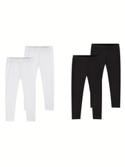 Girls' Cropped Leggings 4-Pack High Stretchy Slim Fit 2-8 Years Old