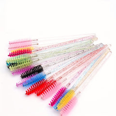 50pcs Crystal Eyelash Mascara Brushes for Daily Makeup and Eyebrow Grooming