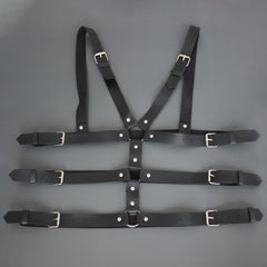 Men's PU Leather Suspenders Gothic Chest Belt Party Club Costume