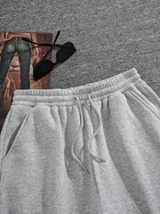 Men's Casual Fleece Drawstrings Shorts for Outdoor Sports