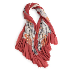 Vintage Sheer Wool Print Shawl Winter Warm Scarf