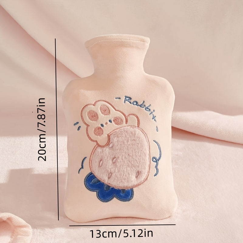 Cute Plush Embroidery Hot Water Bag - Portable Hand Warmer for Girls