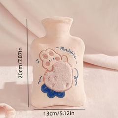 Cute Plush Embroidery Hot Water Bag - Portable Hand Warmer for Girls