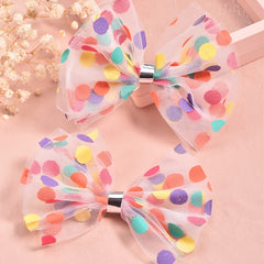 2pcs Girls Dots Prints Bow Hairpins Colorful Hair Clips