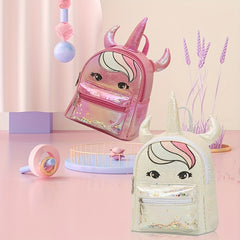 Unicorn With Horns Shape Backpack for Girls