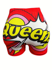 2 Pack Letter Print Elastic Waist Shorts for Spring & Summer