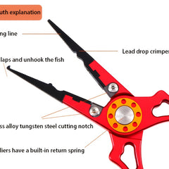 Aluminum Multifunct. Fishing Pliers Slip Resistant Grip