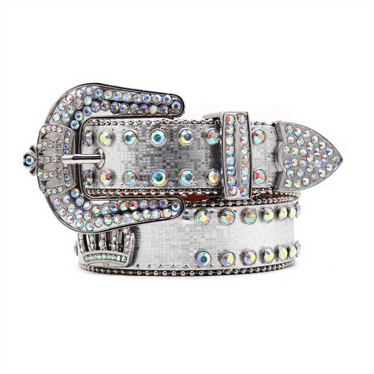 Crown Rhinestones Inlaid Hip hop Trousers Belt