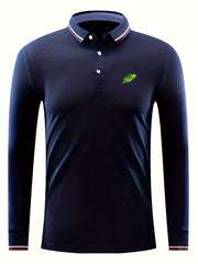 Men's Turtle Print Long Sleeve Polo Shirt