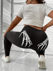 Women's Plus Size Skull Print Halloween Leggings