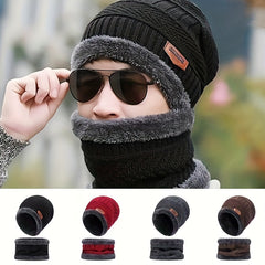 Winter Warm Beanie Hat & Scarf Set Thickened Knitted Hat For Men And Women