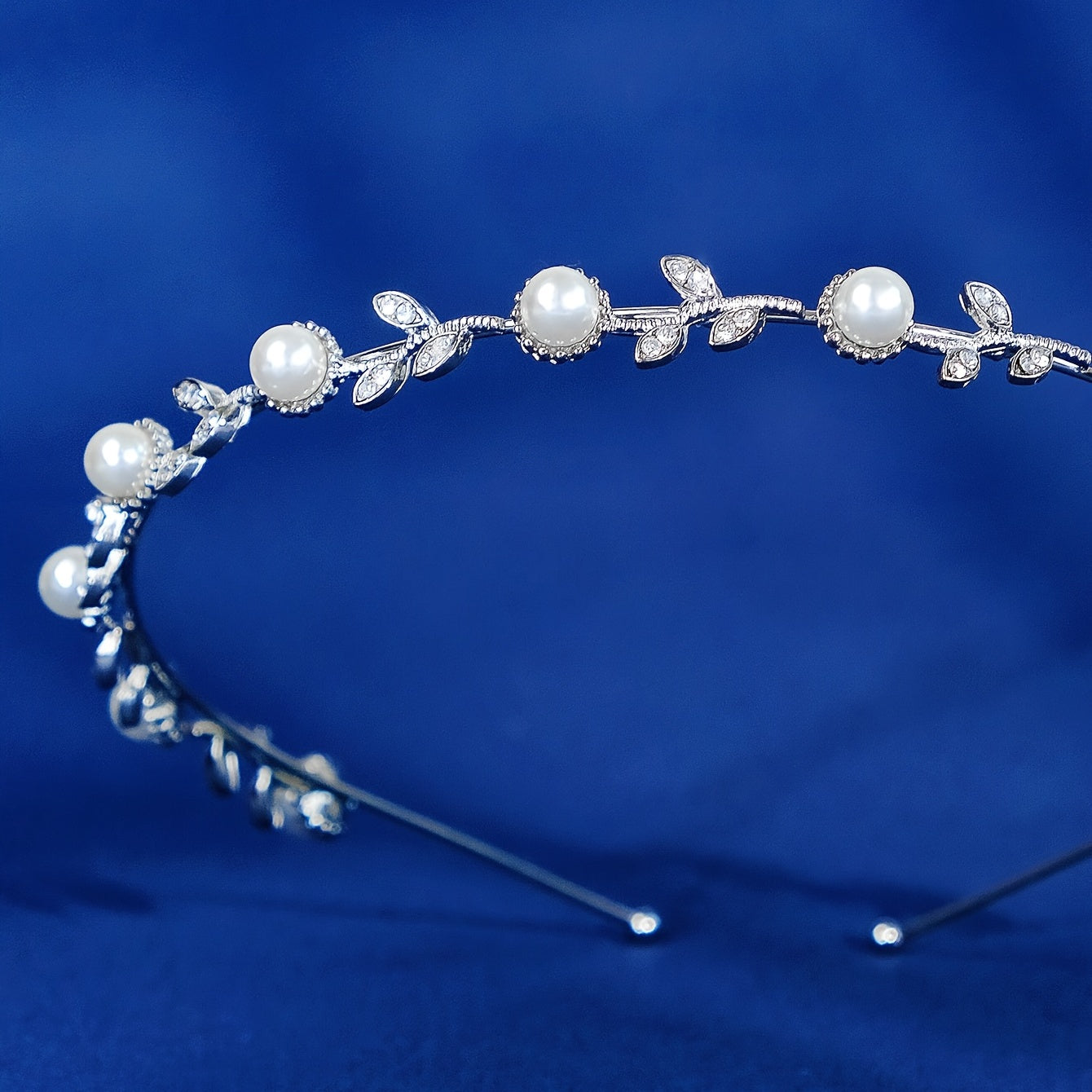 Faux Pearl Silvery Bridal Headband Hair Band Tiara Wedding Flower Headpiece